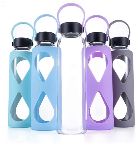 MIU COLOR Glass Water Bottle 550ml with Anti.